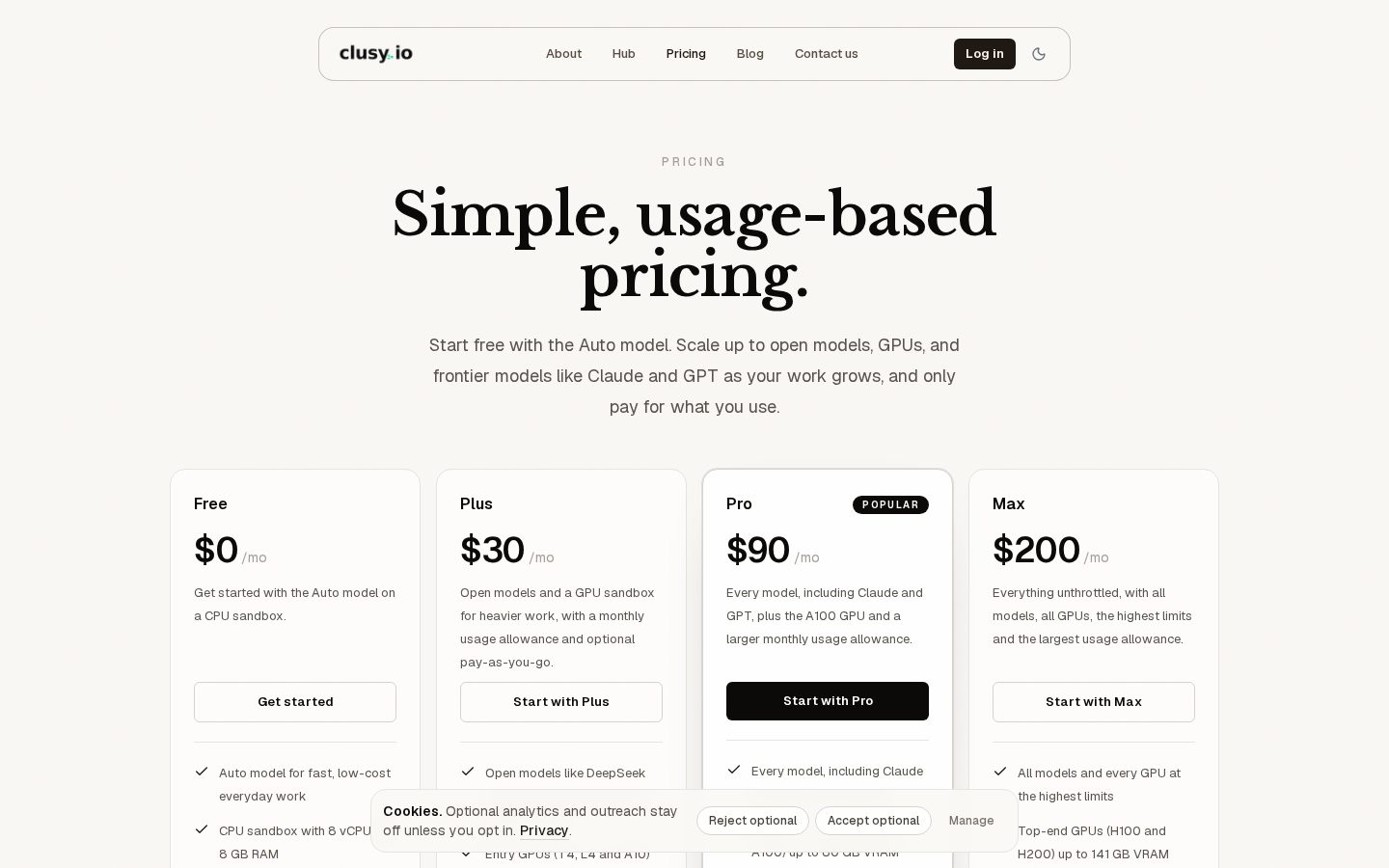 Clusy Pricing