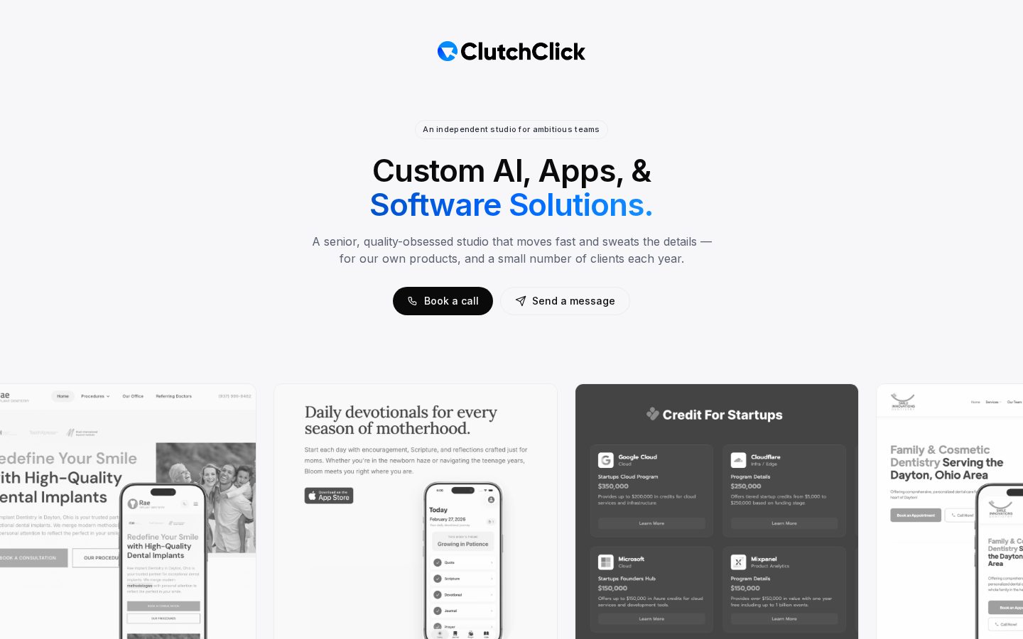 Clutch Click Homepage