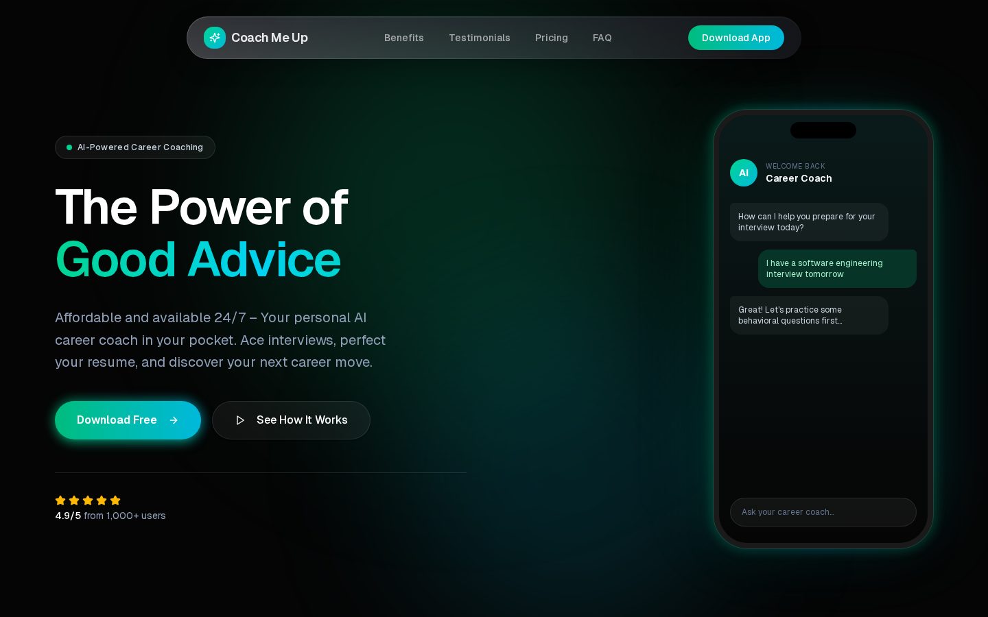 Coach Me Up Homepage