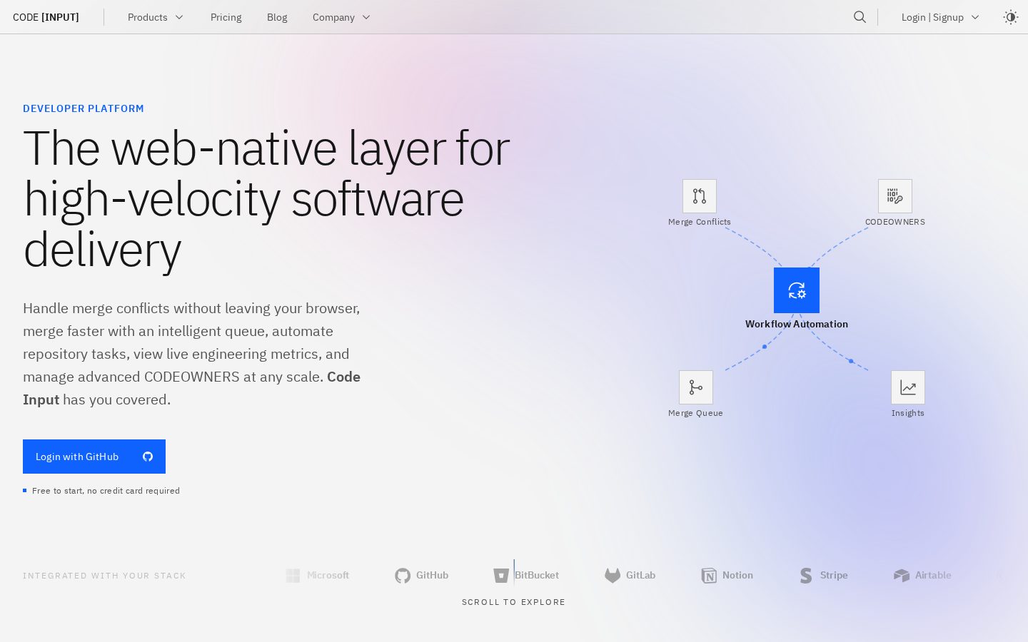 Code Input Homepage