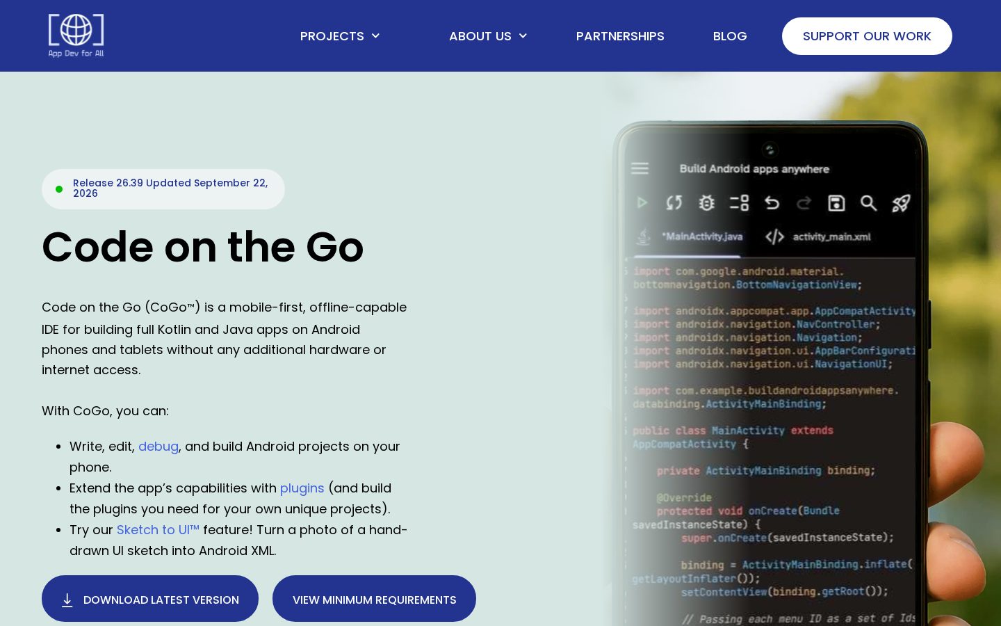 Code on the Go Homepage