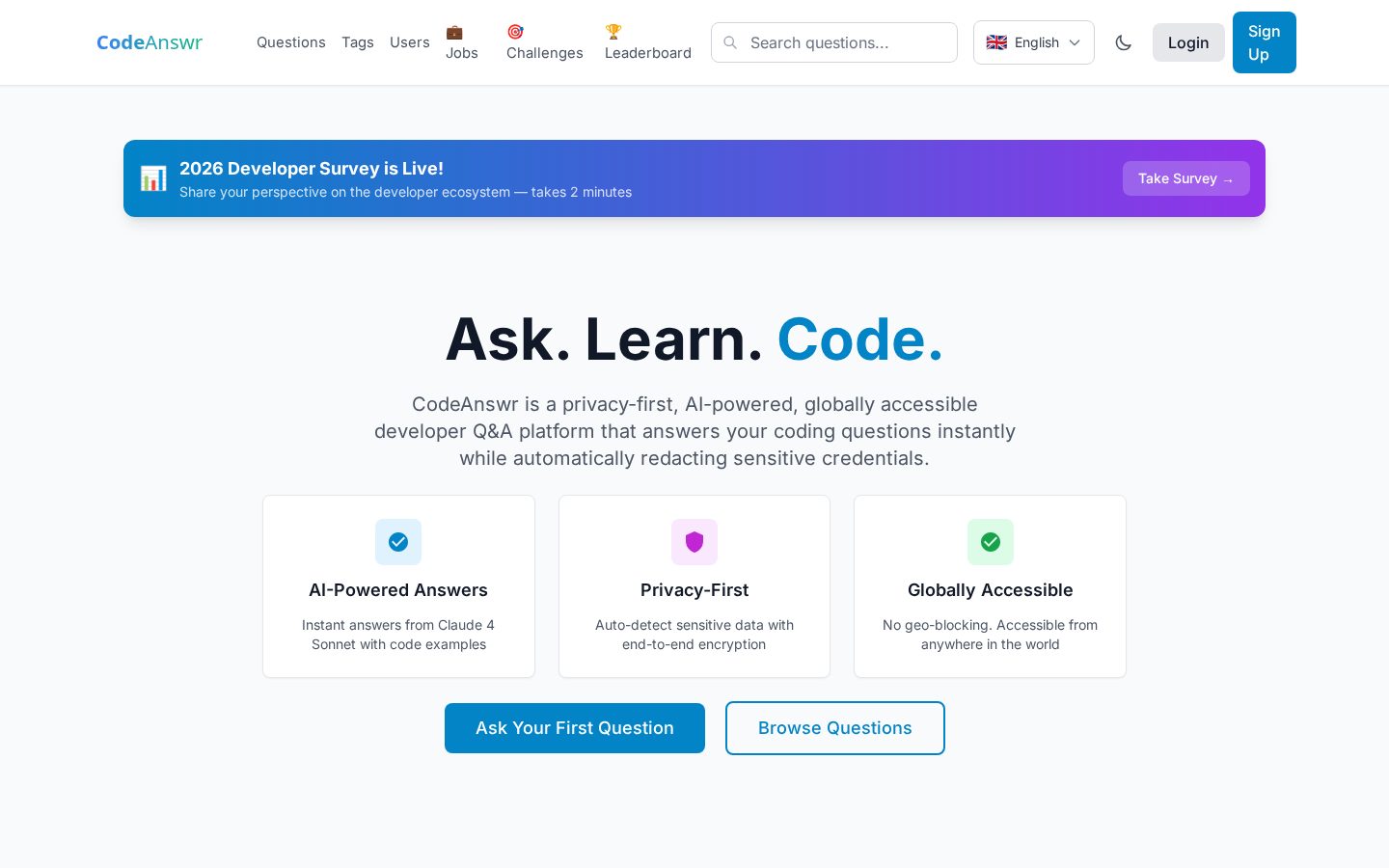 CodeAnswr Homepage