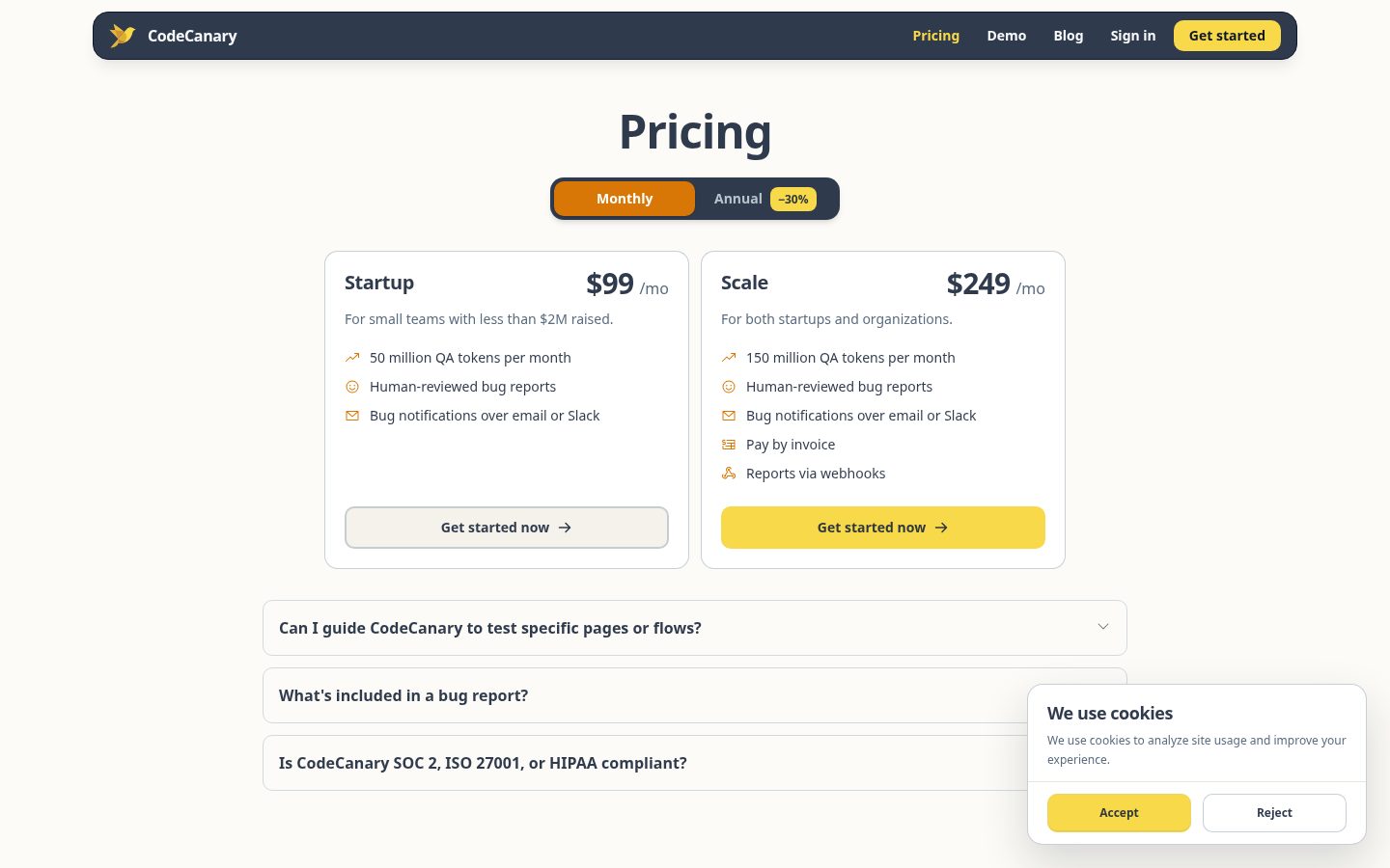 CodeCanary Pricing