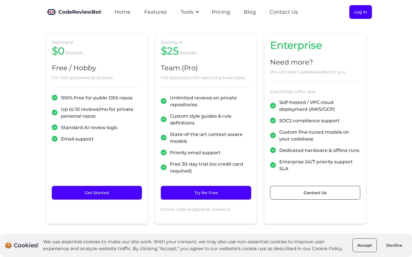 CodeReviewBot Pricing