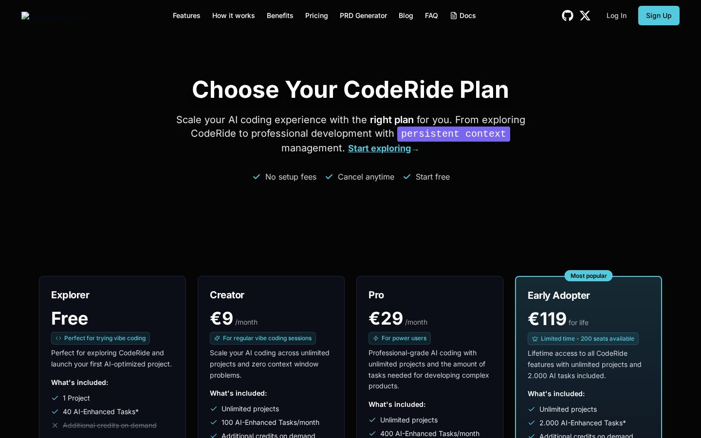 CodeRide (Beta) Pricing