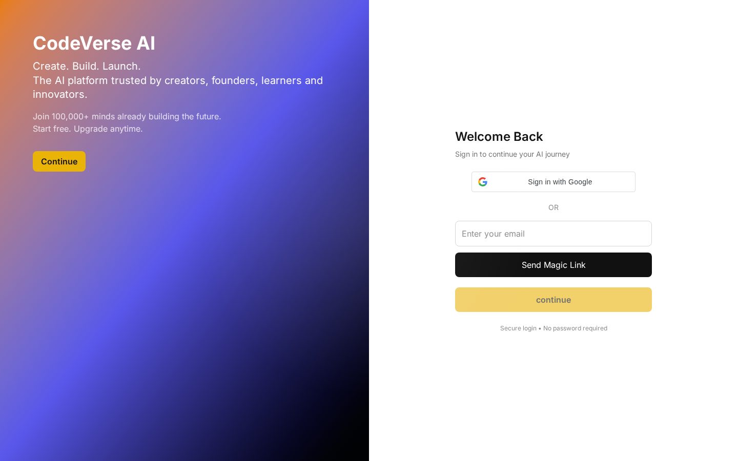 CodeVerse AI Homepage