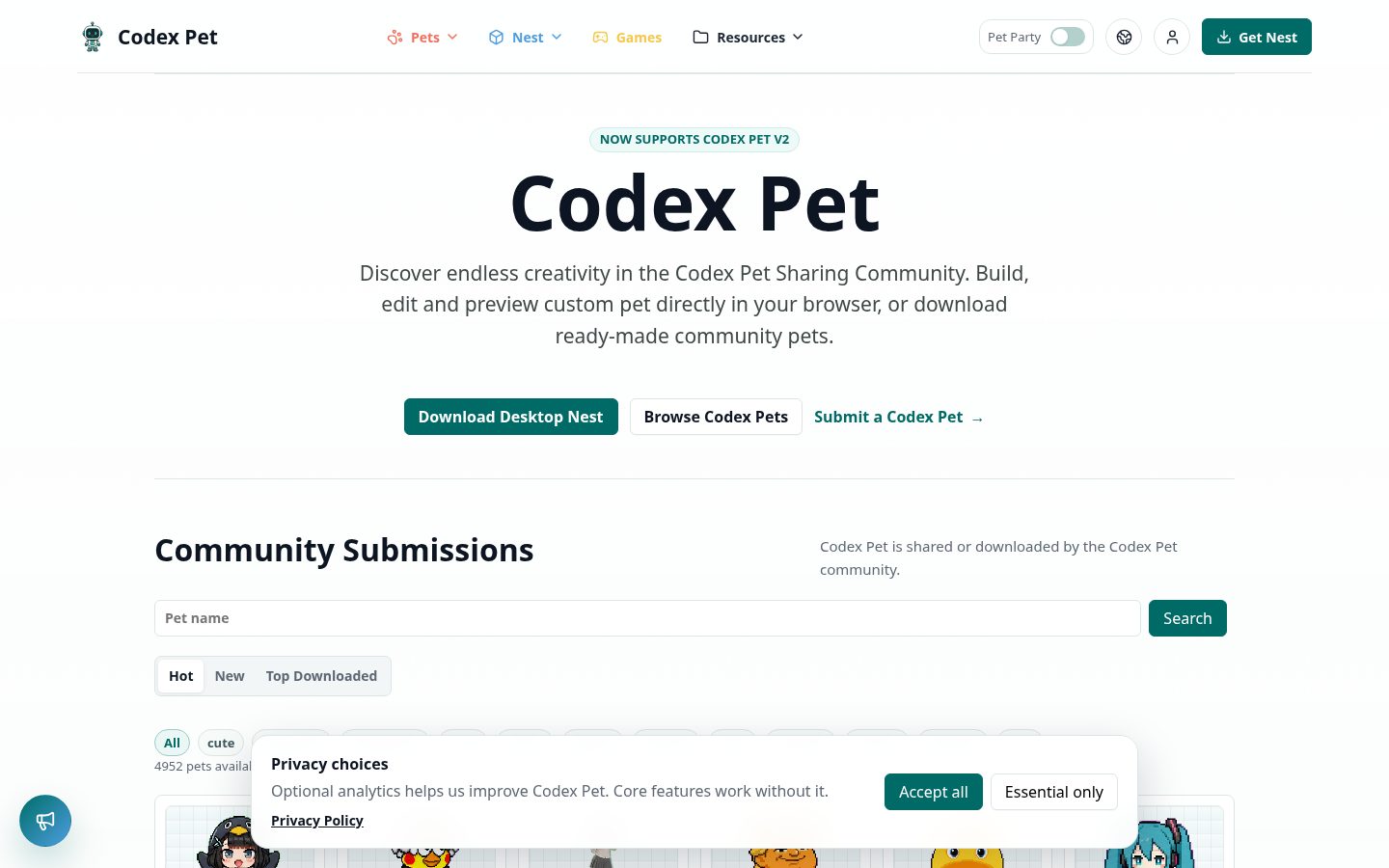 Codex Pet -Your Codex Pet Hub Homepage