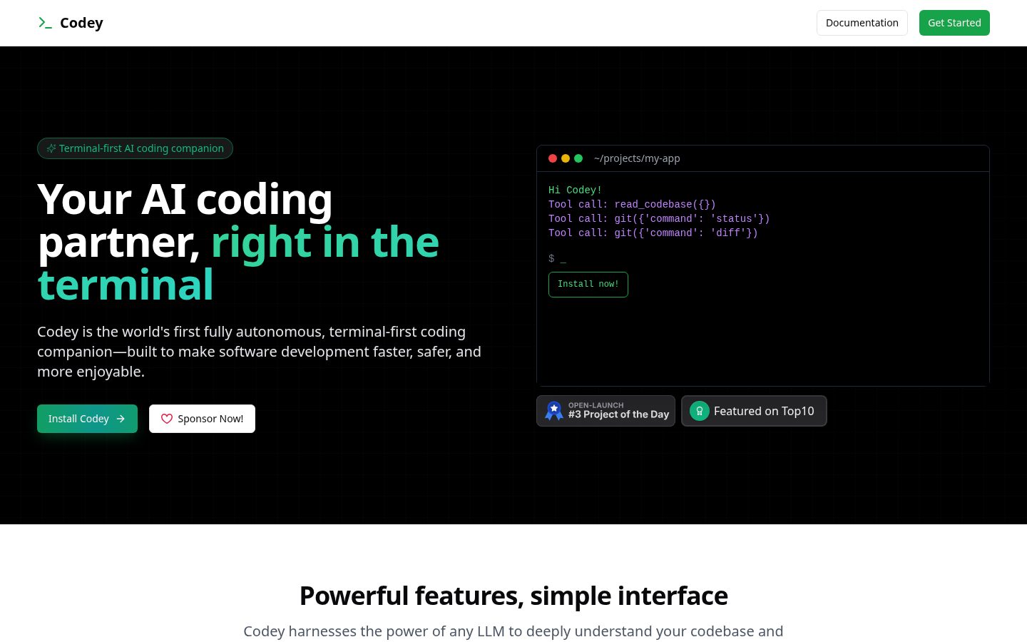Codey - Codex alternative Homepage