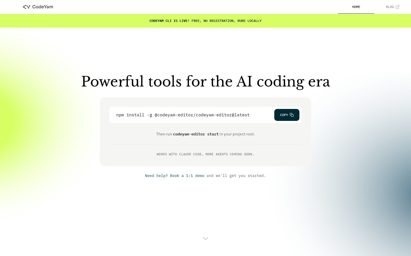 CodeYam CLI & Memory Homepage
