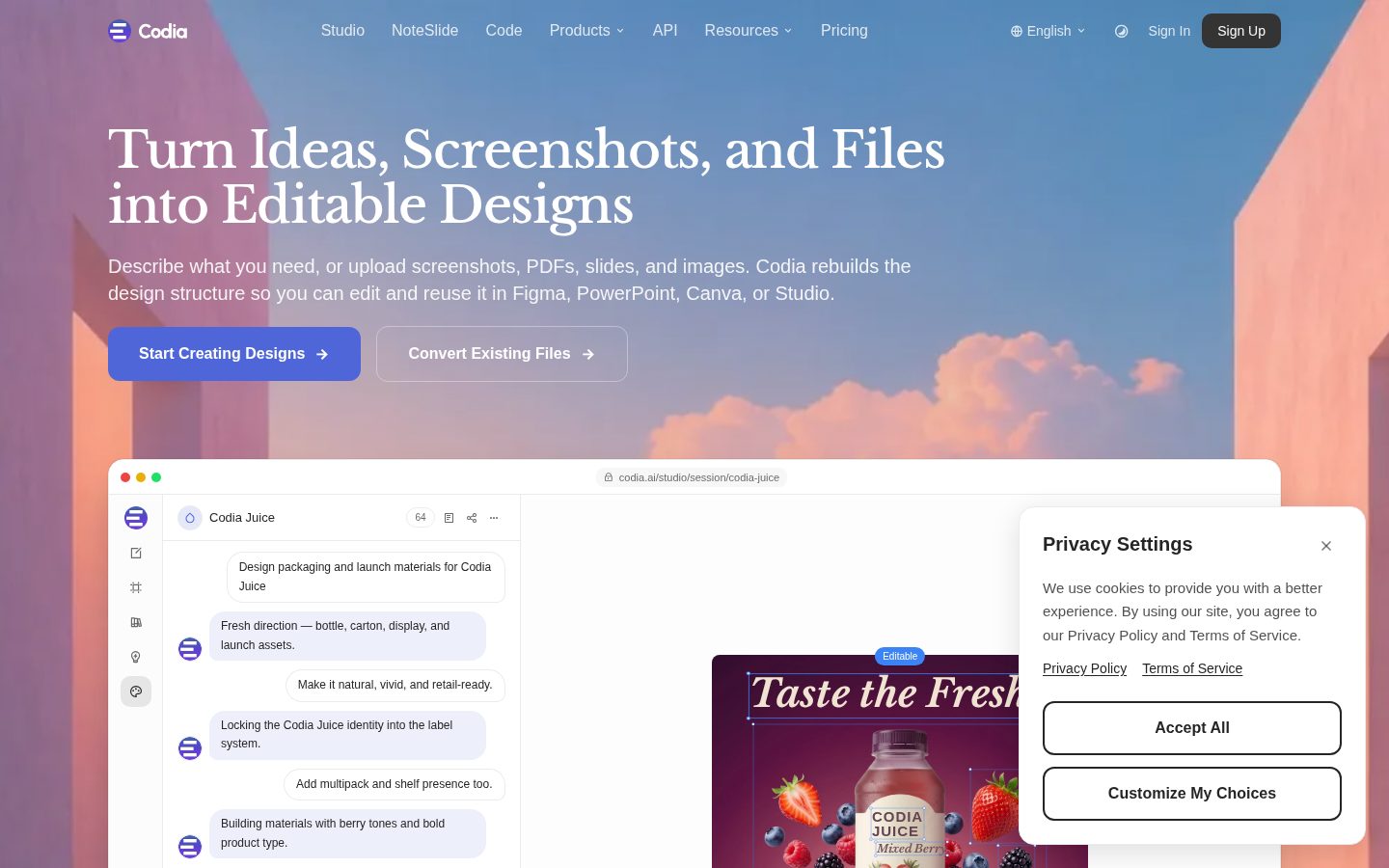 Codia AI Homepage