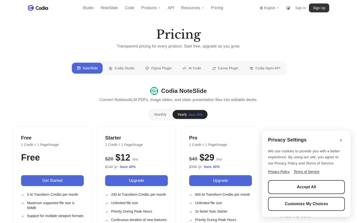 Codia AI Pricing