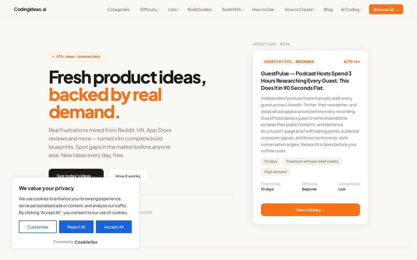CodingIdeas.ai Homepage