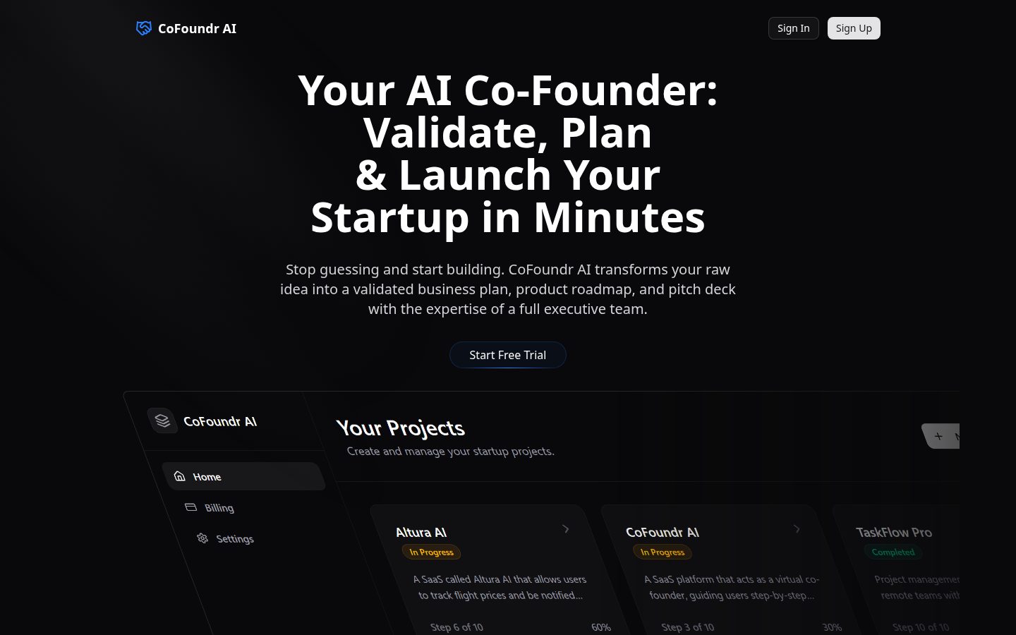 CoFoundr AI Homepage