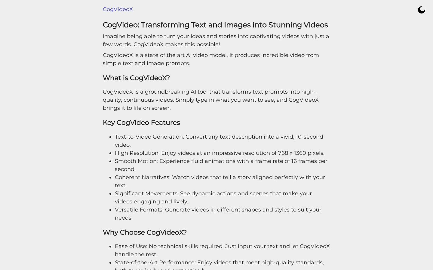 CogVideo Homepage