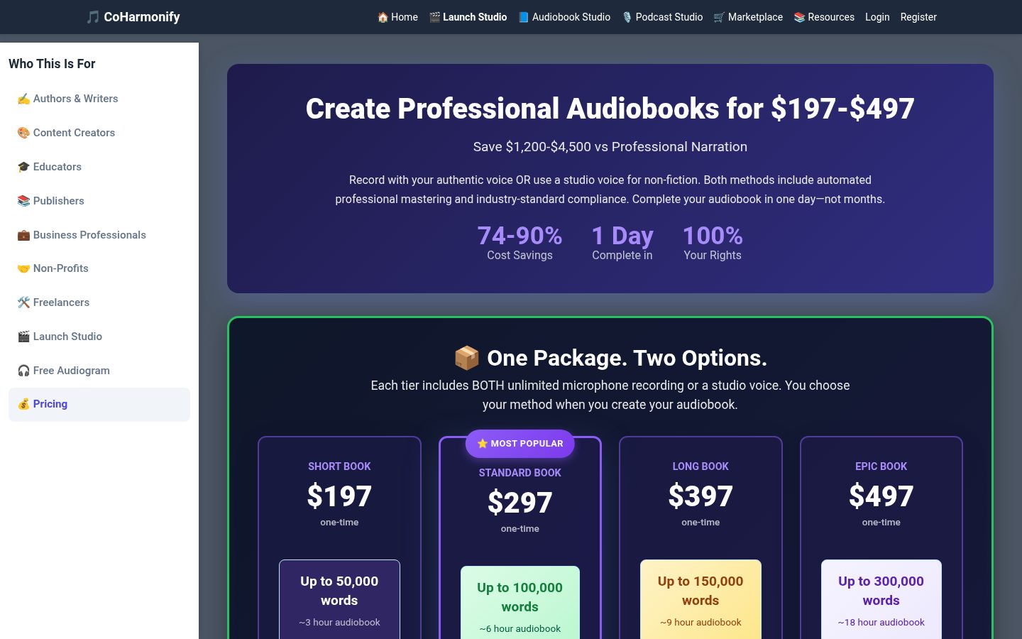 CoHarmonify.com Pricing