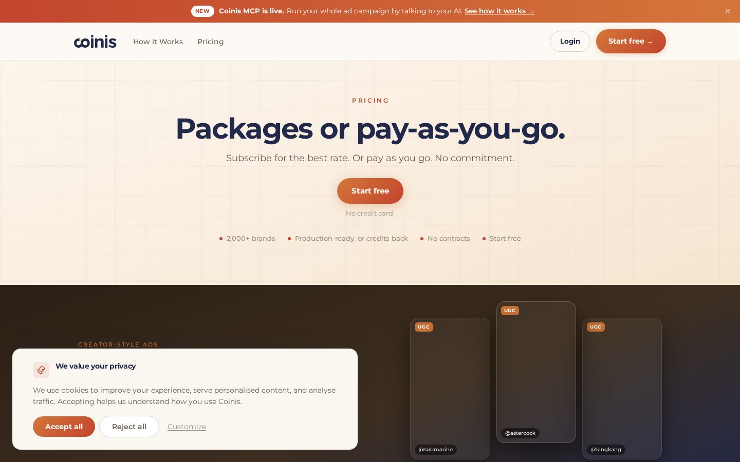 Coinis Pricing