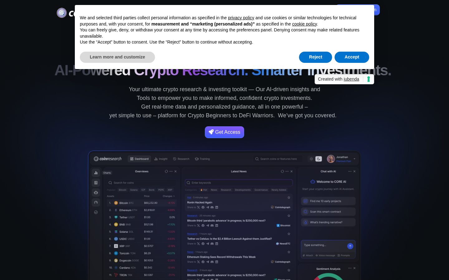 CoinResearch AI Homepage