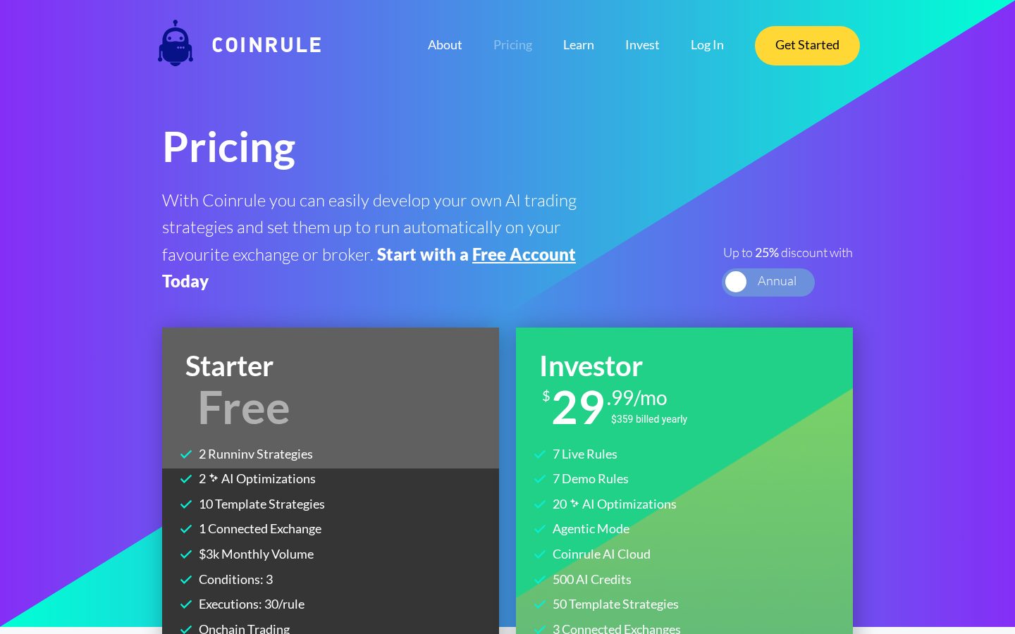 Coinrule Pricing