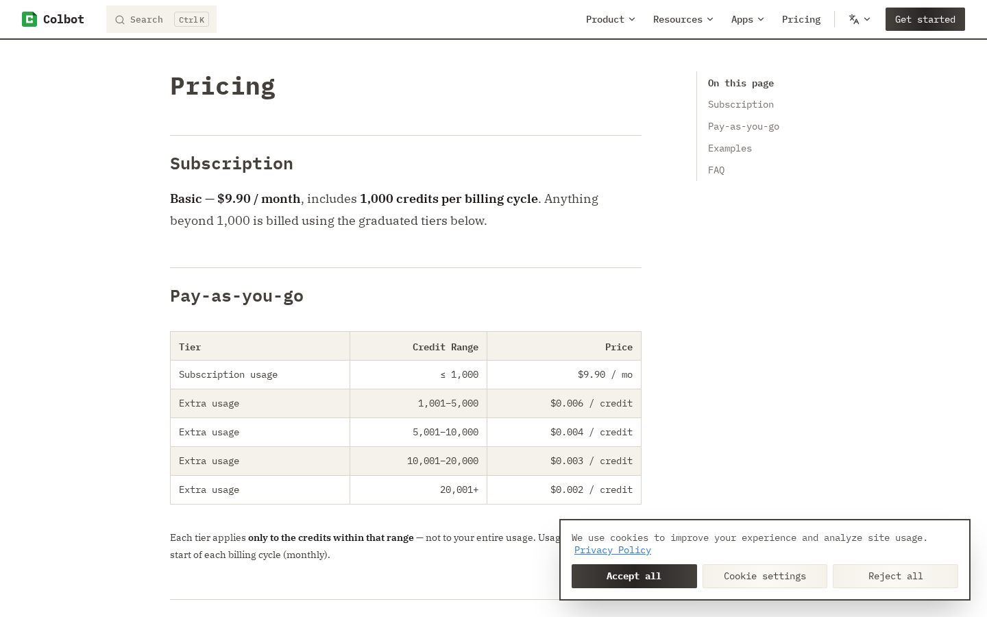 Colbot.ai Pricing
