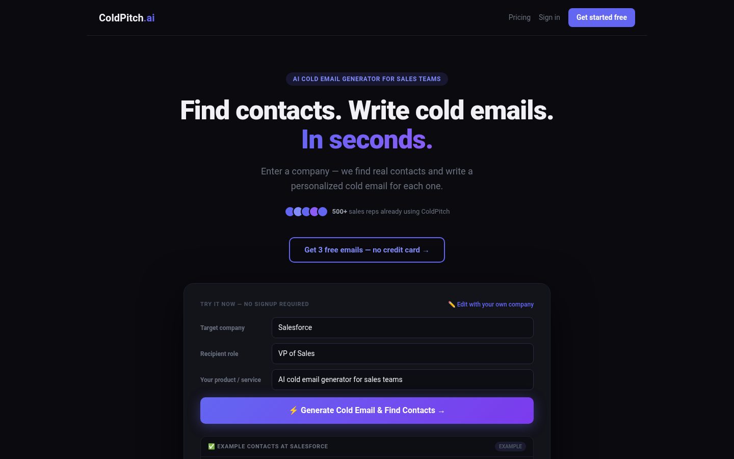 ColdPitch.ai Homepage
