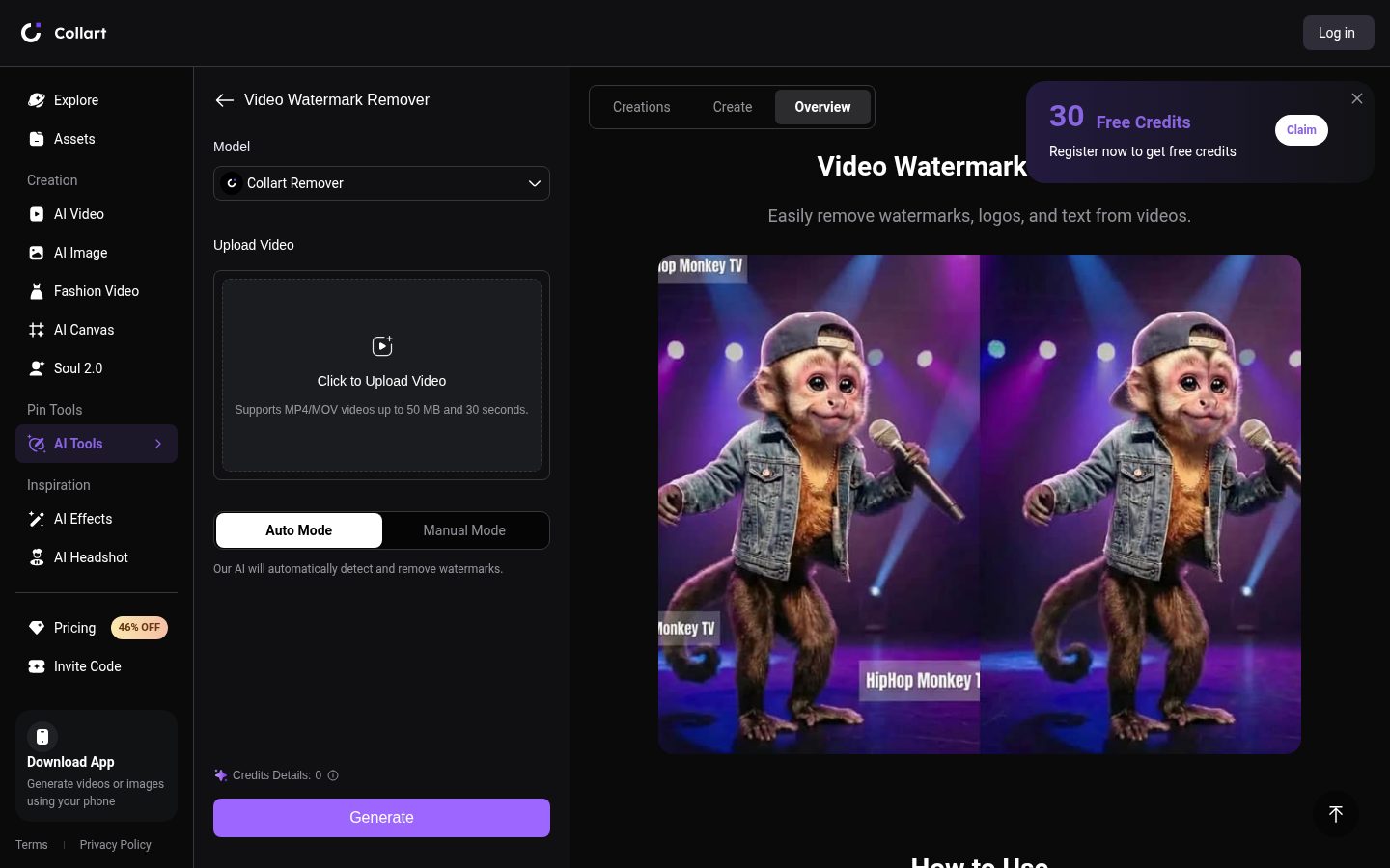 Collart Video Watermark Remover Homepage