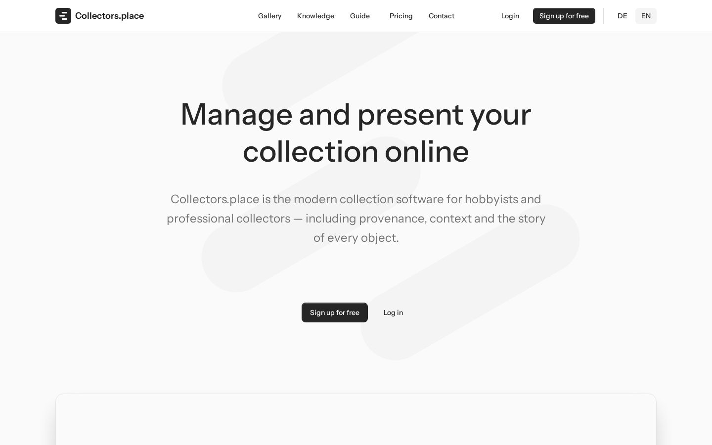 Collectors.place Homepage