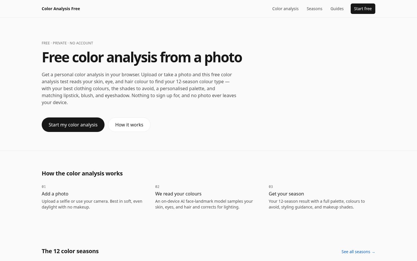 Color Analysis Free Homepage