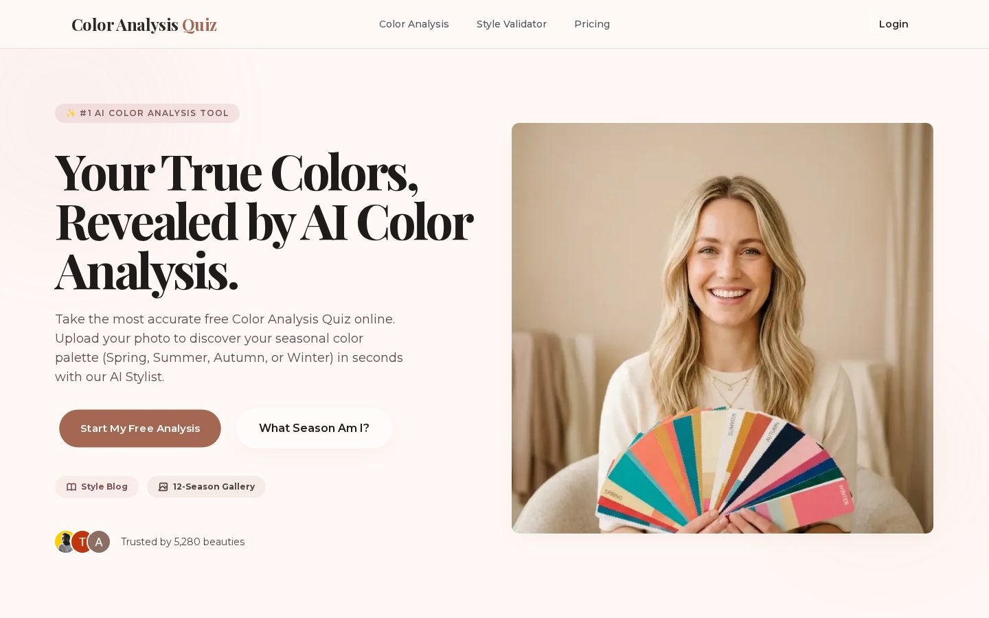 Color Analysis Quiz Homepage