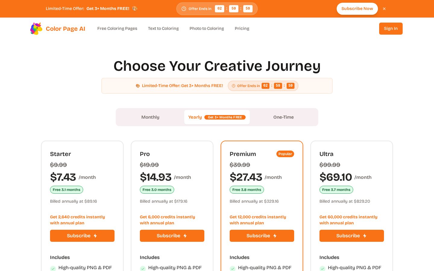 Color Page AI Pricing