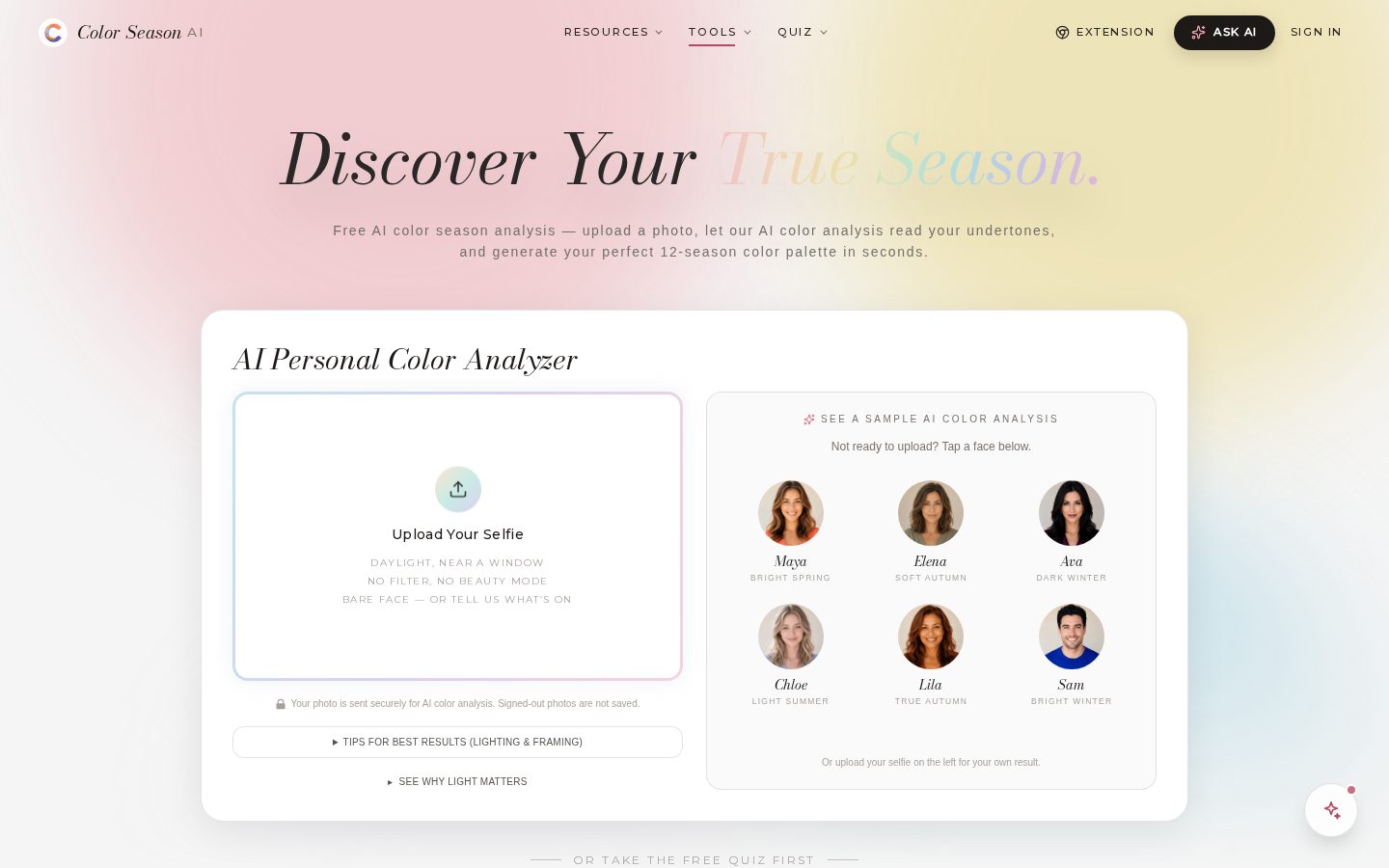 Color Season AI Homepage