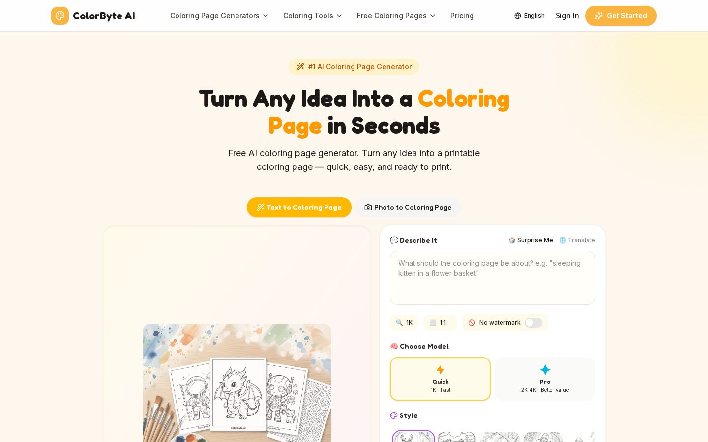 ColorByte AI Homepage