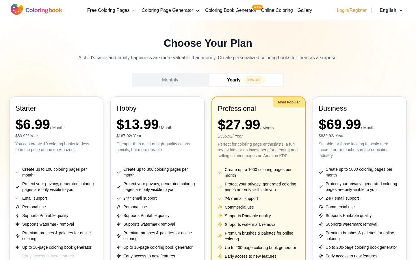 ColoringBook AI Pricing