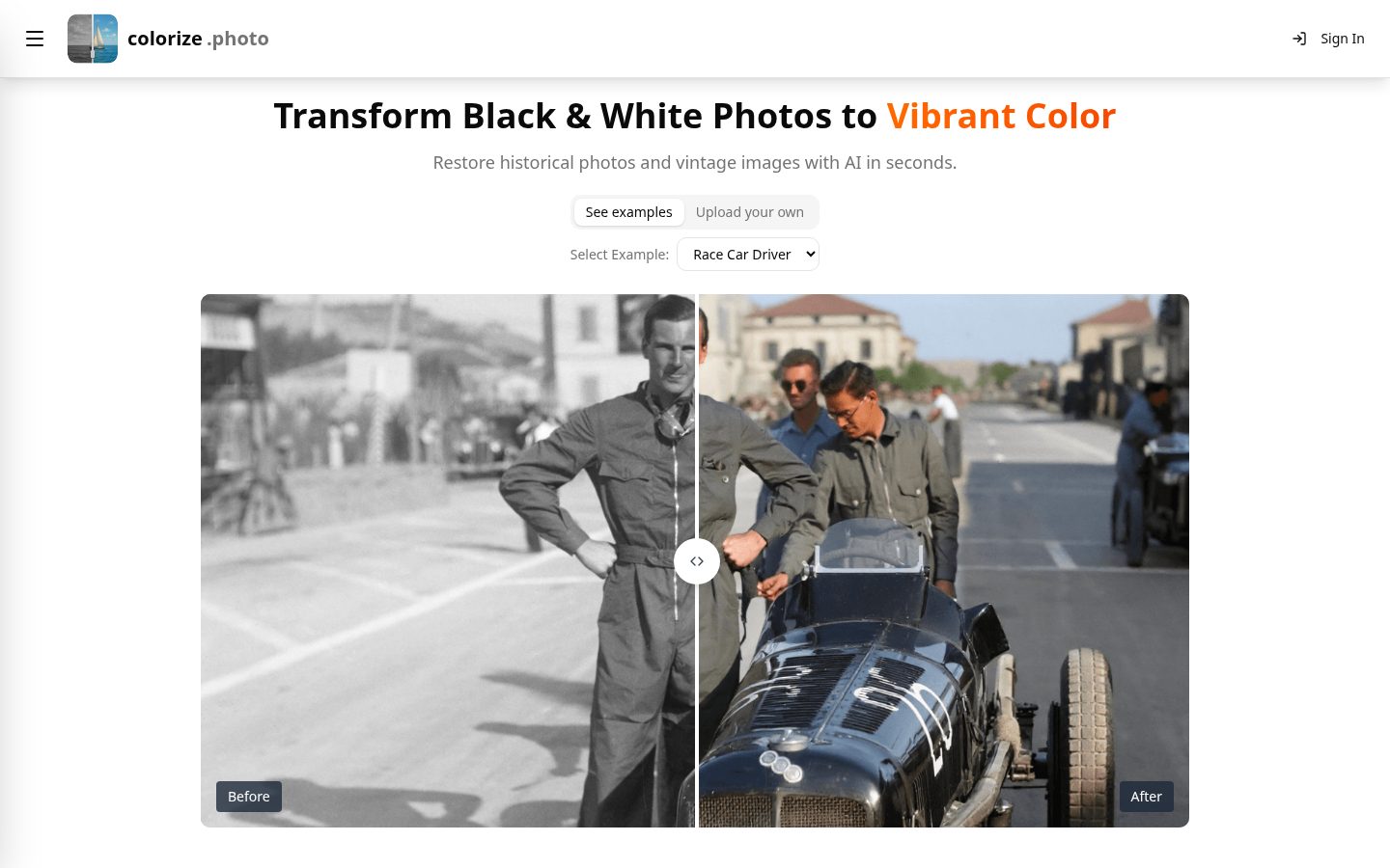 Colorize photo Homepage