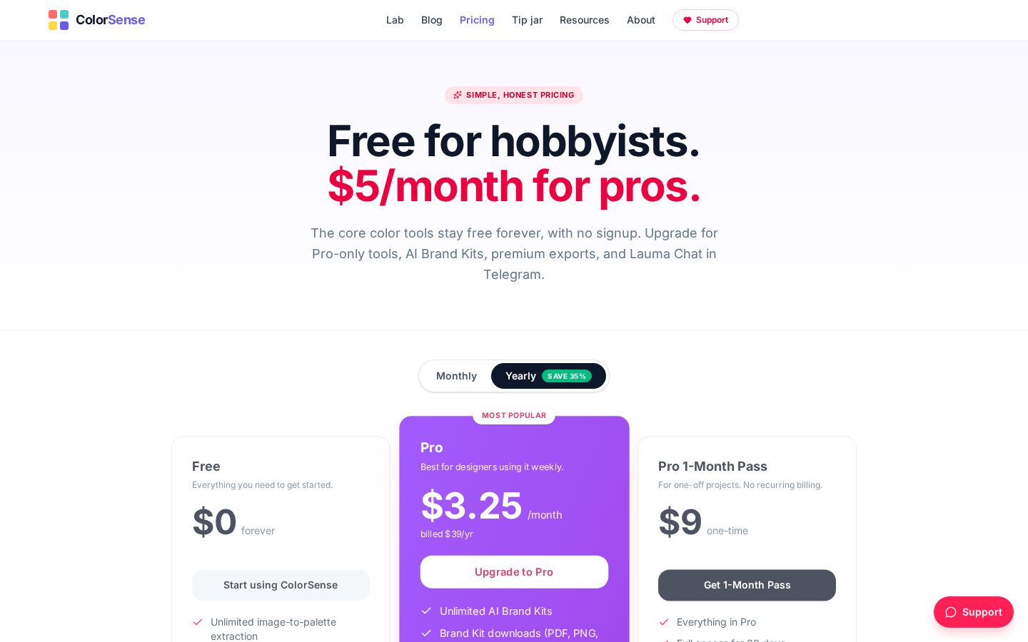 ColorSense Pricing