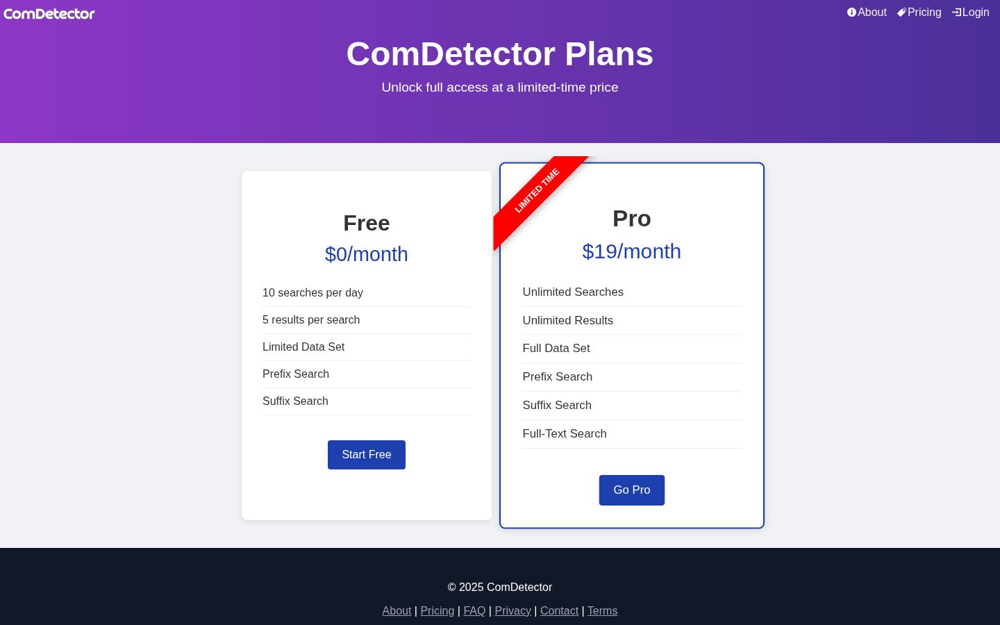ComDetector Pricing