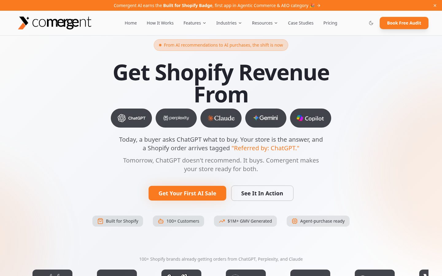 Comergent AI Homepage