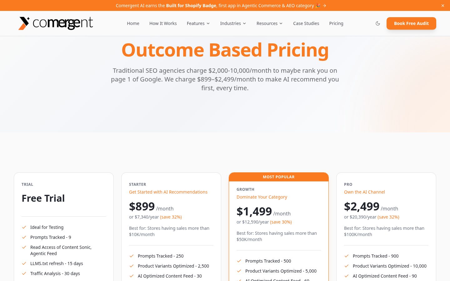 Comergent AI Pricing