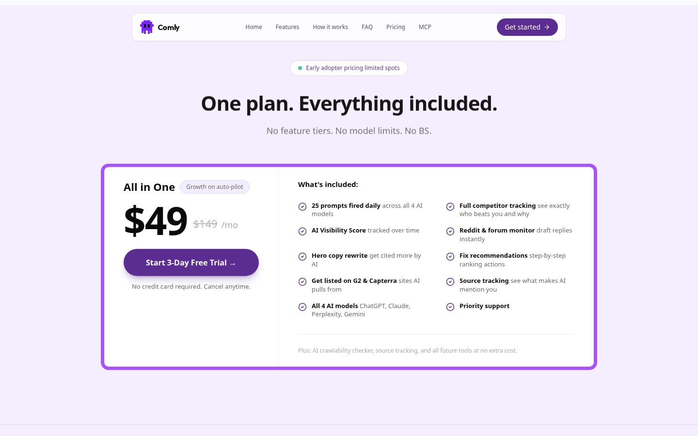 Comly Pricing