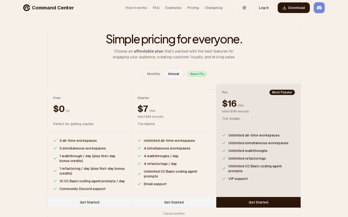 Command Center Pricing