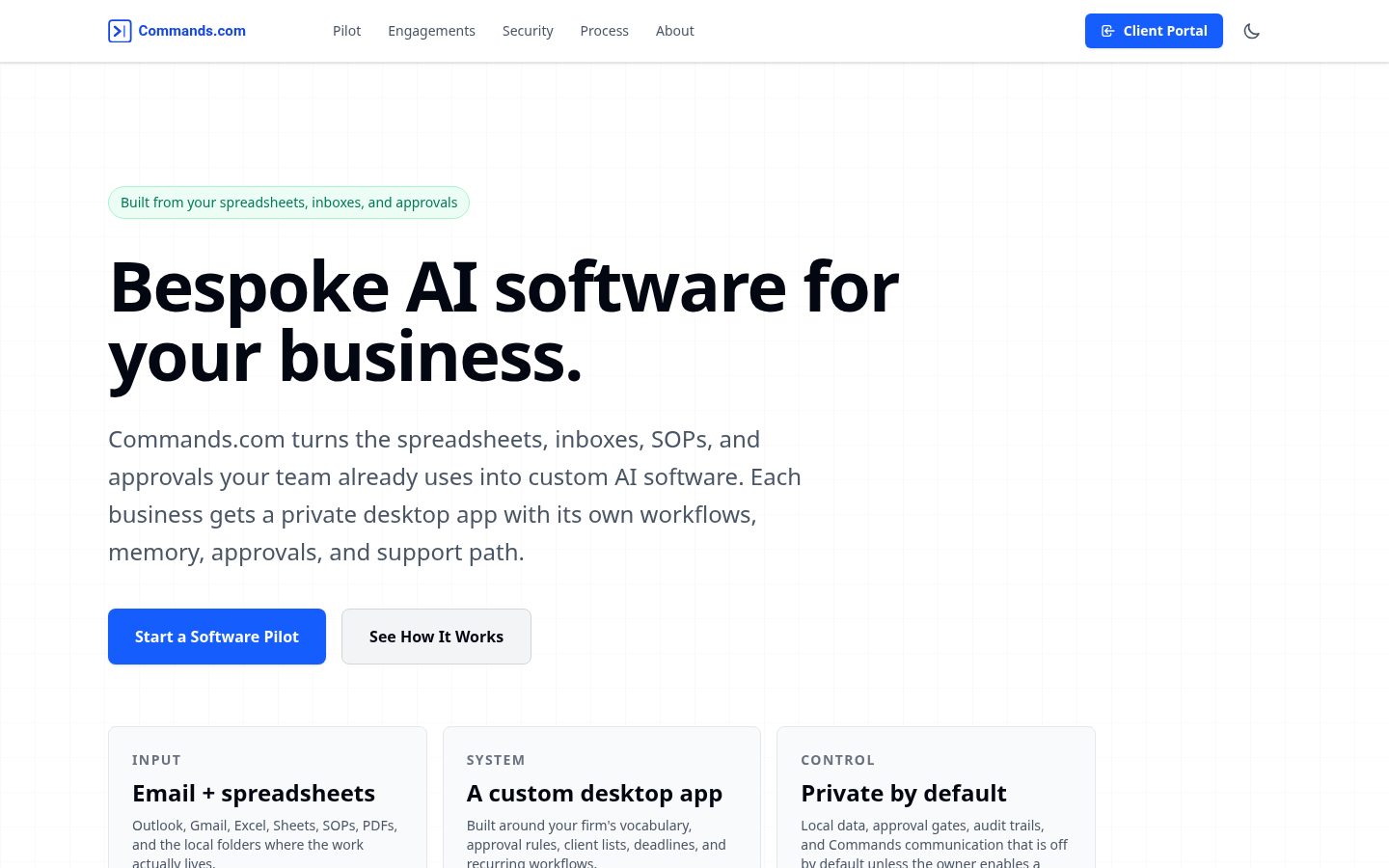 Commands: Agent Workspace Homepage