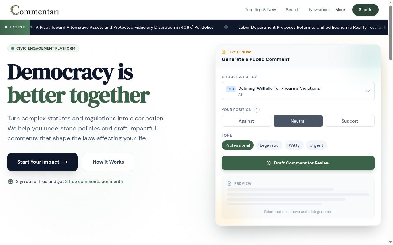 Commentari Homepage