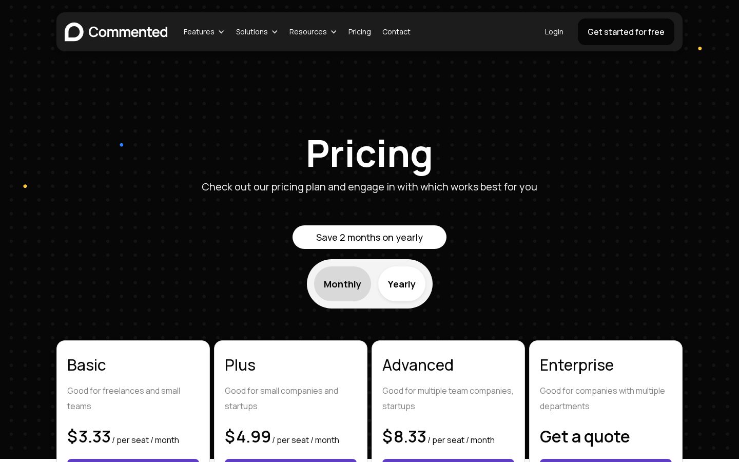 Commented Pricing