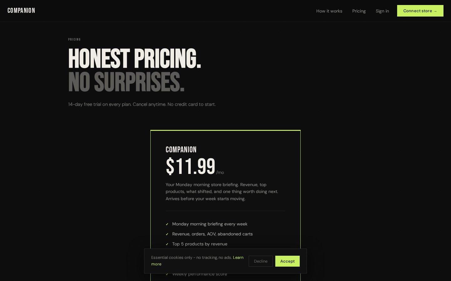 Companion Pricing