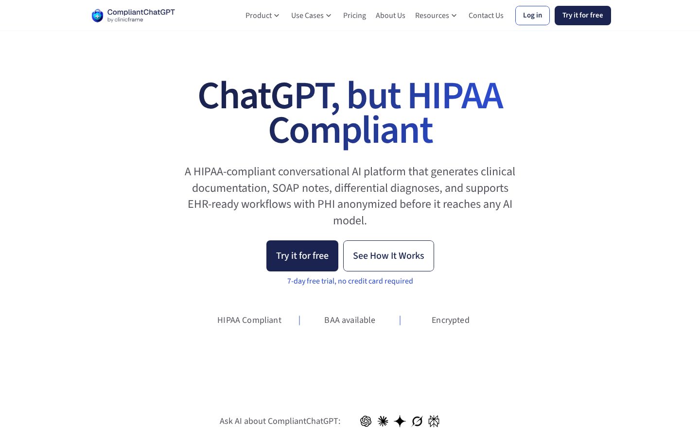 CompliantChatGPT Homepage