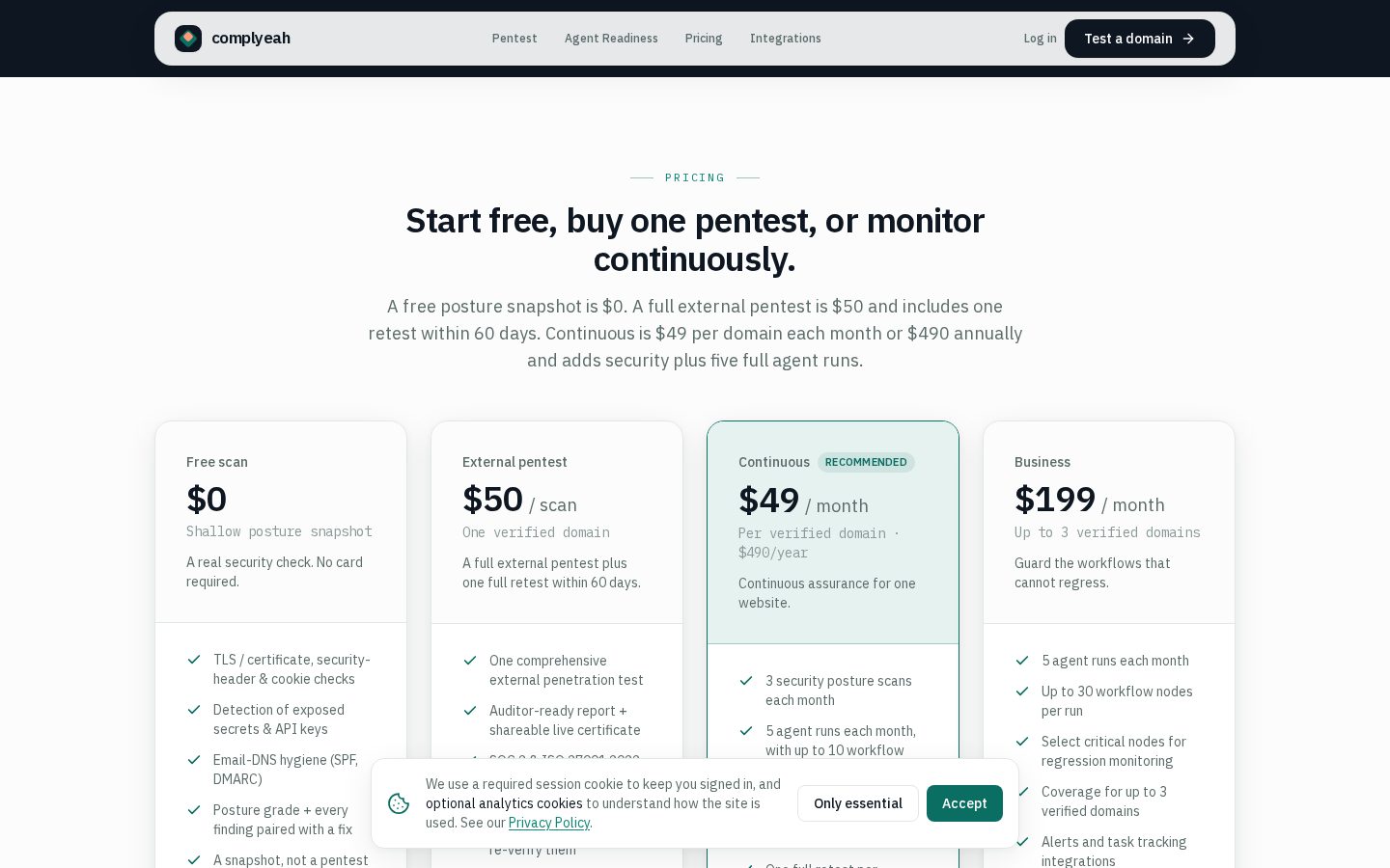 Complyeah Pricing