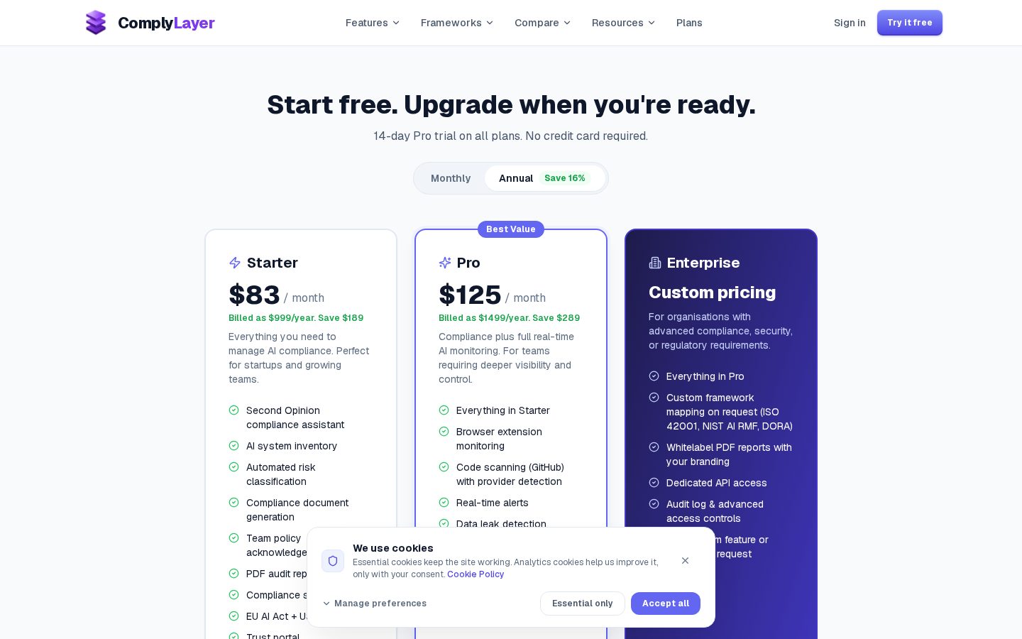ComplyLayer Pricing