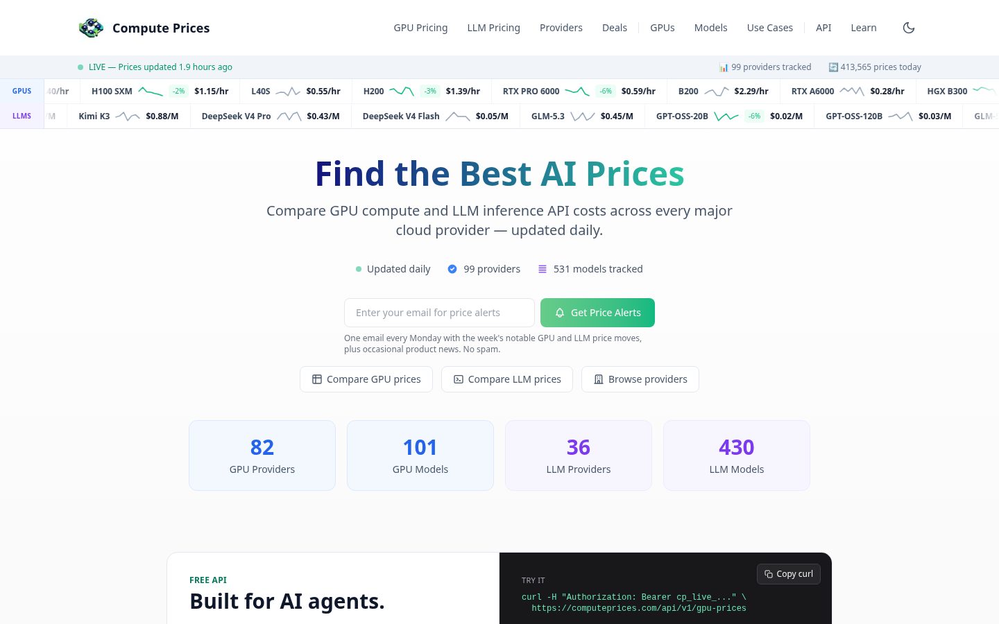 Compute Prices Homepage