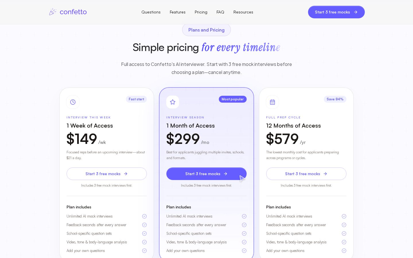 Confetto AI Pricing