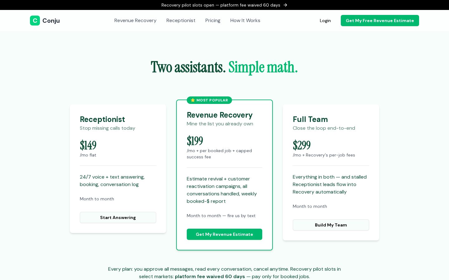 Conju Pricing