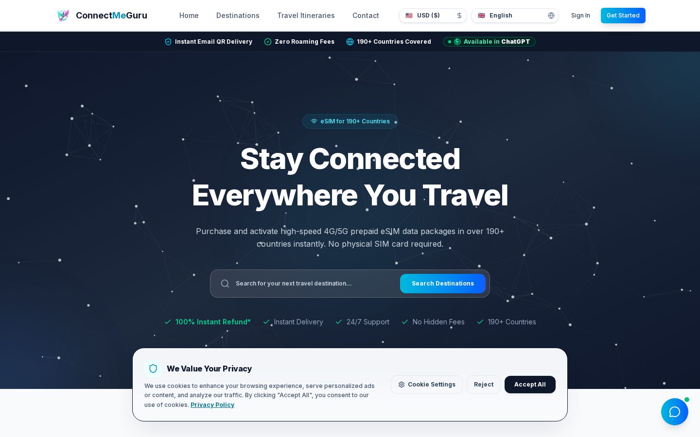 ConnectMeGuru eSim Homepage